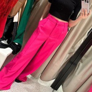 Zara Pink FUCHSIA dress WIDE-LEG pants trousers - size XS